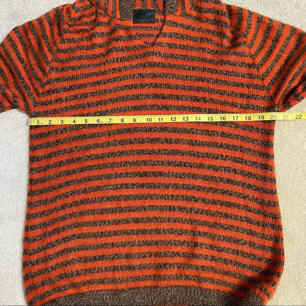 100% Alpaca pull on  stripe knit sweater with hood - Picture 7 of 7